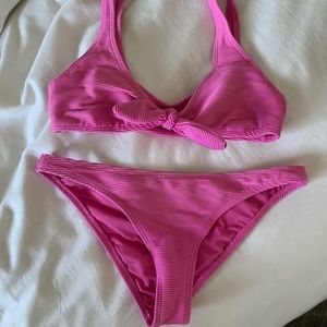 Billabong pink ribbed bikini